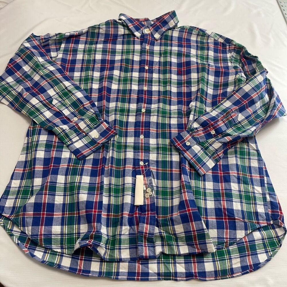 NWT Ralph Lauren Blaire VTG NOS 80s Plaid Button Down Shirt Size XXL New